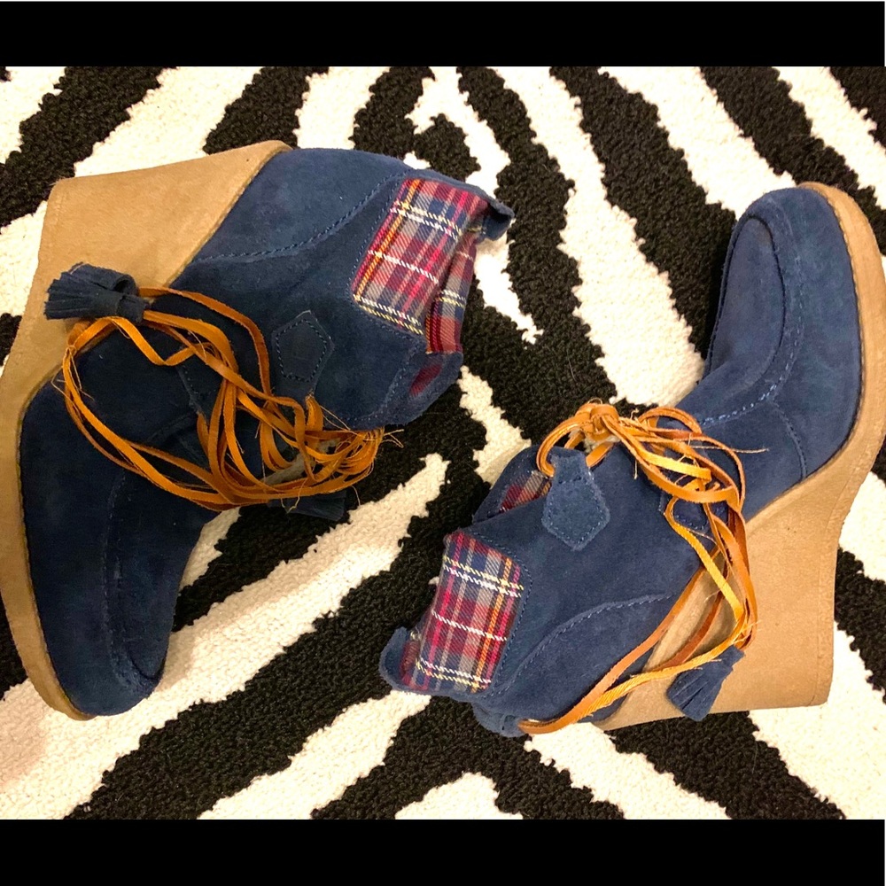 Tommy Hilfiger Suede Moccasin Wedge Booties